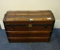 Victorian wood and metal bound dome top