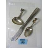 Two hallmarked silver baby feeding spoon