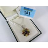 Baltic amber pendant necklace stamped 92