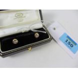 Pair of diamond set gold ear-rings stamp