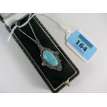 Turquoise and marcasite pendant necklace