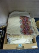 Paisley shawl and other linen in one box