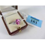 Pink topaz and cubic zirconia ring hallm