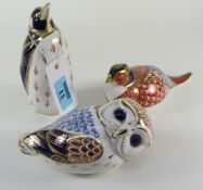 Three Royal Crown Derby paperweights - o