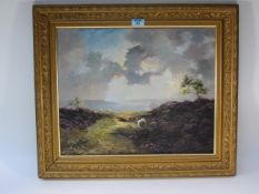 Moorland Sheep, oil on board signed by L
