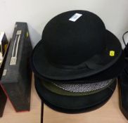 Bowler hat, six other hats and a Mah-Jon