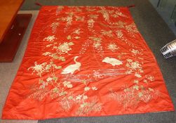 Chinese silk panel embroidered with cran