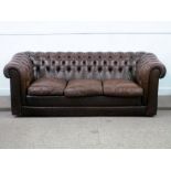 Three seat Chesterfield sofa in brown le