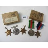 Group of three and two WWII medals