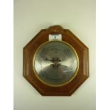 'Mouseman' oak cased aneroid barometer b