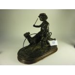 Bronze group of a Boy and Greyhound L30c