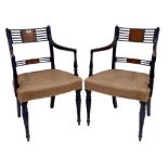 Pair George III mahogany elbow chairs, s