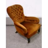 Victorian nursing chair in buttoned brow