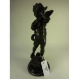 Bronze figure of a cherub with a violin