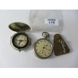Military type compass, watch and badge