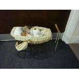Victorian doll's pram and contents of do