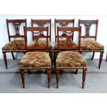 Set six Edwardian walnut chairs with uph