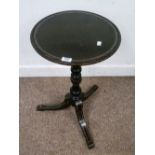 Victorian ebonised wine table, H68cm, D4