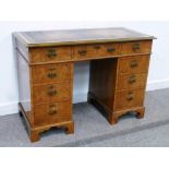 Edwardian walnut twin pedestal desk with