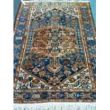 Persian Hamadan blue ground rug, 200cm x
