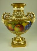 Royal Worcester twin handled urn shaped