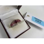 Ruby and diamond cluster ring hallmarked