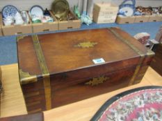Early Victorian brass bound rosewood lap