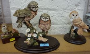 Country Artists owl figure group, one ot