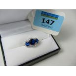 Three blue stone dress ring stamped 925