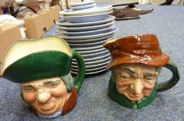 Two Royal Doulton character jugs and Royal Copenhagen collector's plates
