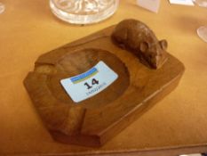 Mouseman oak ashtray