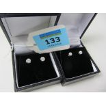 Two pairs dress stud ear-rings stamped 9
