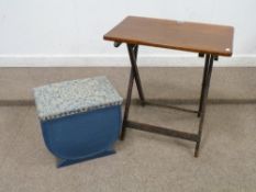 Wicker linen bin and a folding table