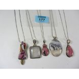 Stone set pendant necklaces stamped 925