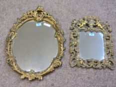Two wall mirrors in gilt plaster frames