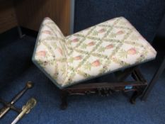 19th century carved walnut gout stool wi