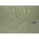 Set of five Waterford Alana pattern wine