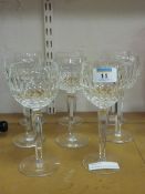 Set of eight Waterford long faceted stem
