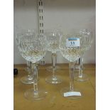 Set of eight Waterford long faceted stem