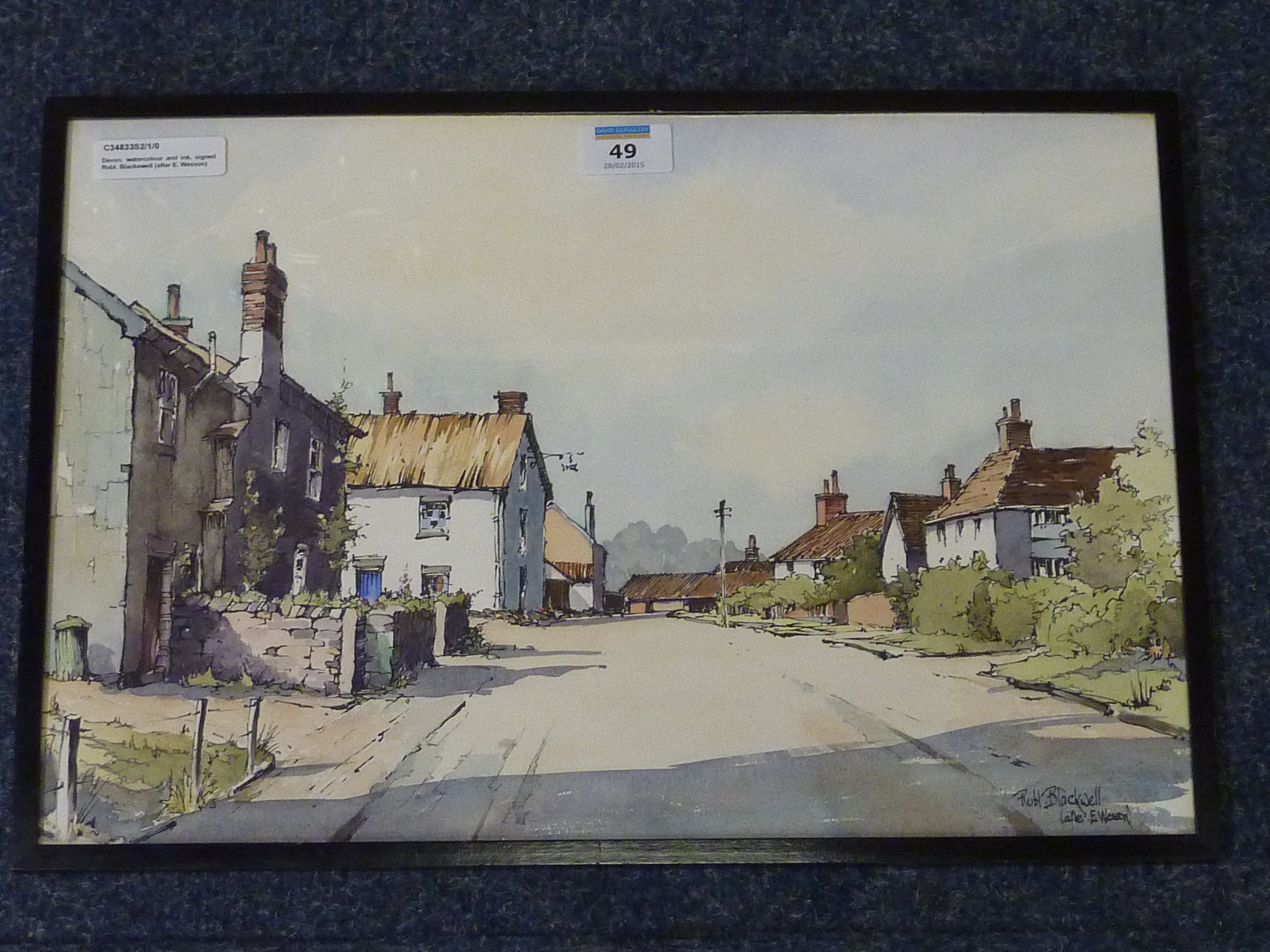 Devon, watercolour and ink, signed Robt.