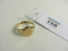 Gold signet ring hallmarked 9ct Chester