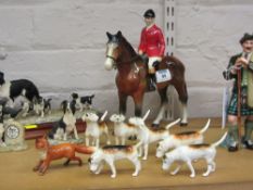 Mounted huntsman and horse with Beswick
