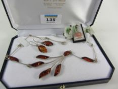 Amber necklace with matching earrings an