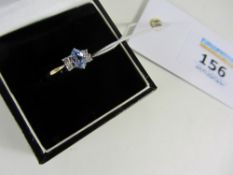 Aquamarine and diamond ring hallmarked 9