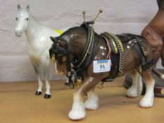Sylvac shire horse in harness and and a
