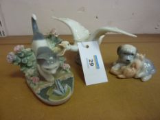 Lladro goose, Lladro kitten with a frog,