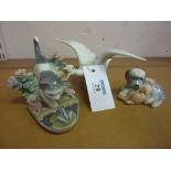Lladro goose, Lladro kitten with a frog,