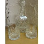 Cut crystal decanter with etched golfer