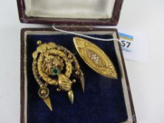 Victorian brooch set with an emerald and