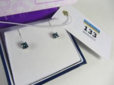 Pair of certificated blue diamond ear-ri